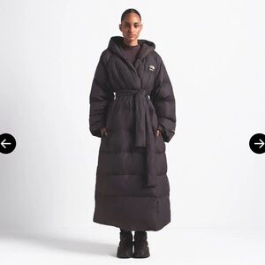 The North Face Black Hooded Belted Maxi Puffer Coat
